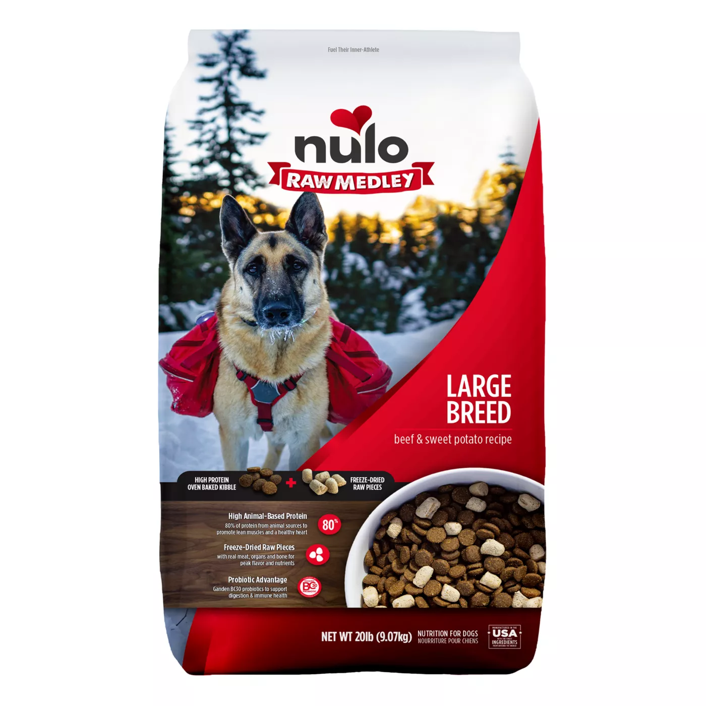 Nulo Raw Medley Large Breed Kibble + Freeze-Dried Raw Dry Dog Food - Beef & Sweet Potato Recipe 5350642