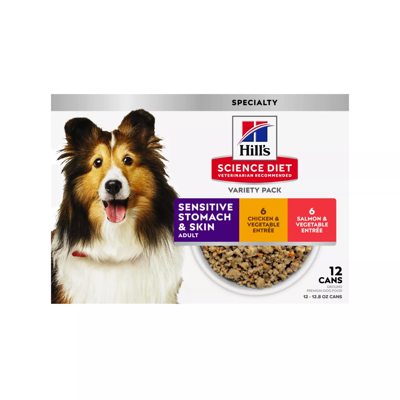 Hill's Science Diet Sensitive Stomach & Skin Adult Wet Dog Food - 12.8 oz, 12 Count Variety Pack 5353048