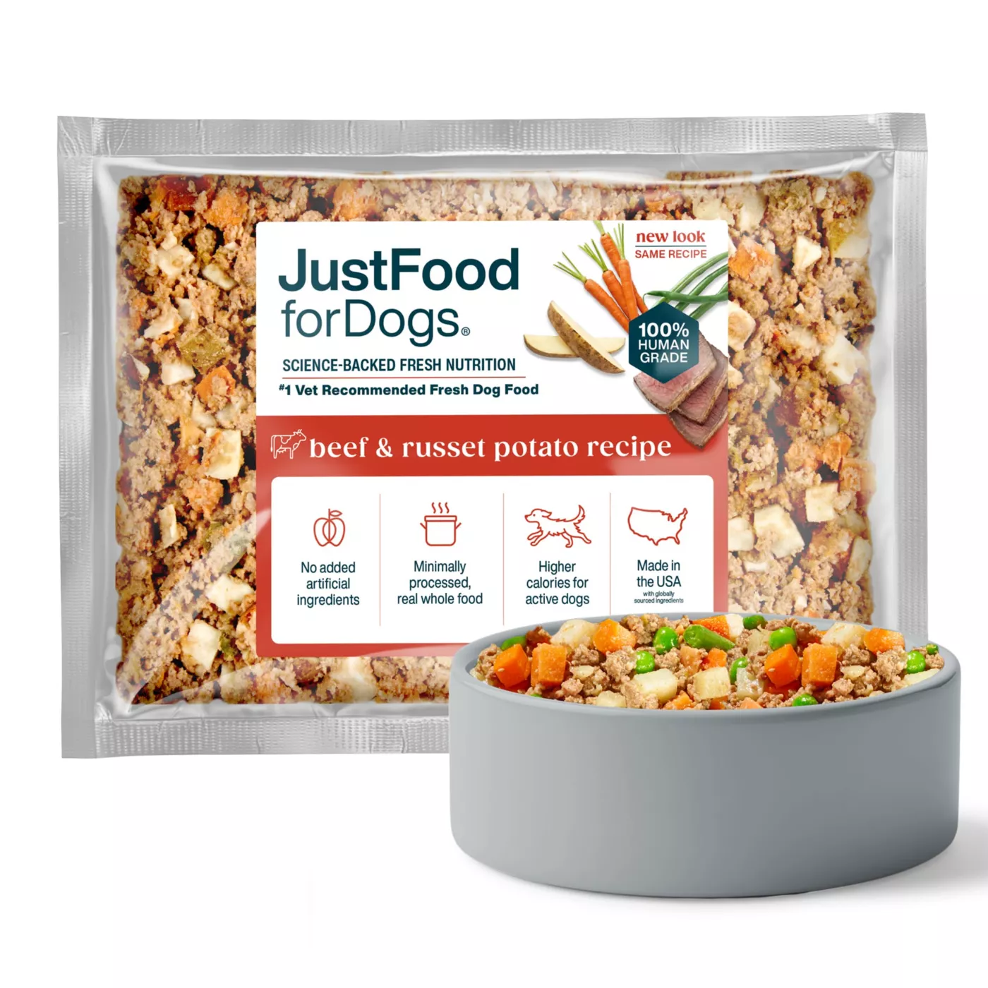 JustFoodForDogs Adult Frozen Dog Food - Beef & Russet Potato, Grain Free 5356438