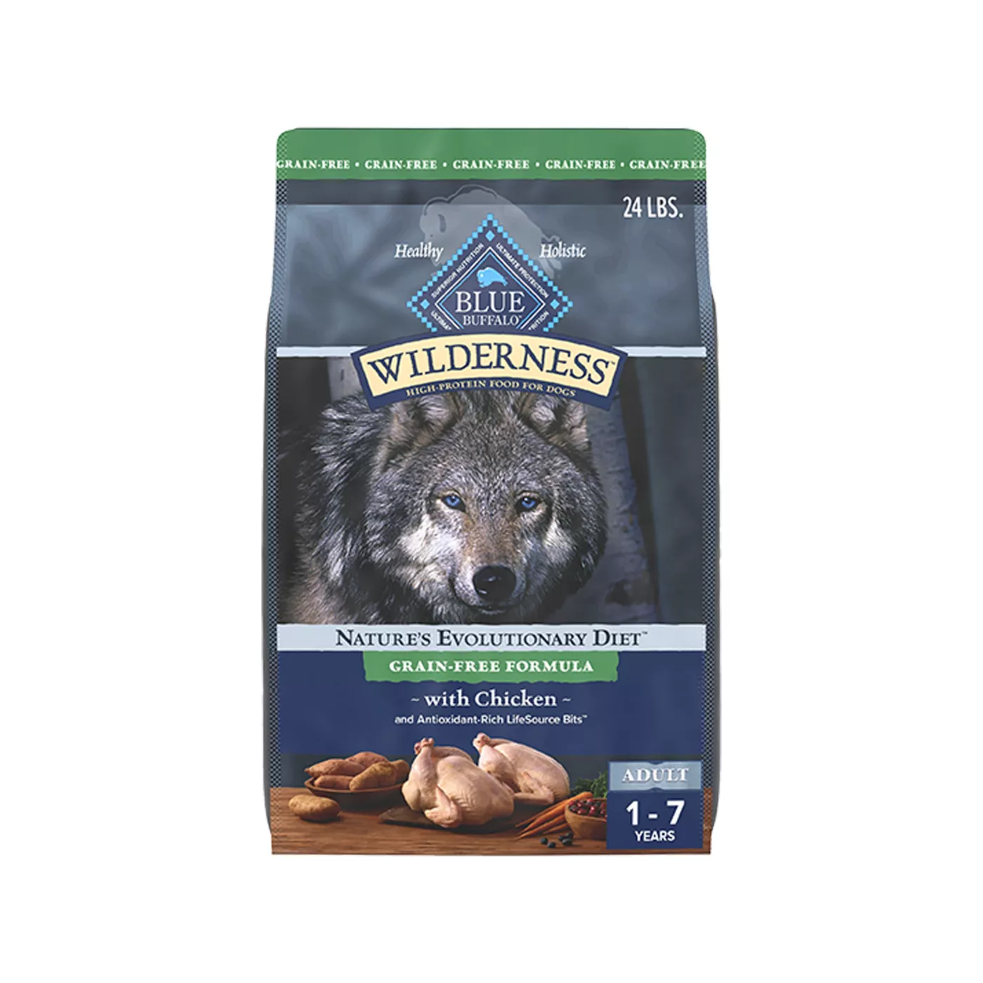 Blue Buffalo Wilderness High Protein, Chicken Adult Dry Dog Food, Grain-Free 5356715