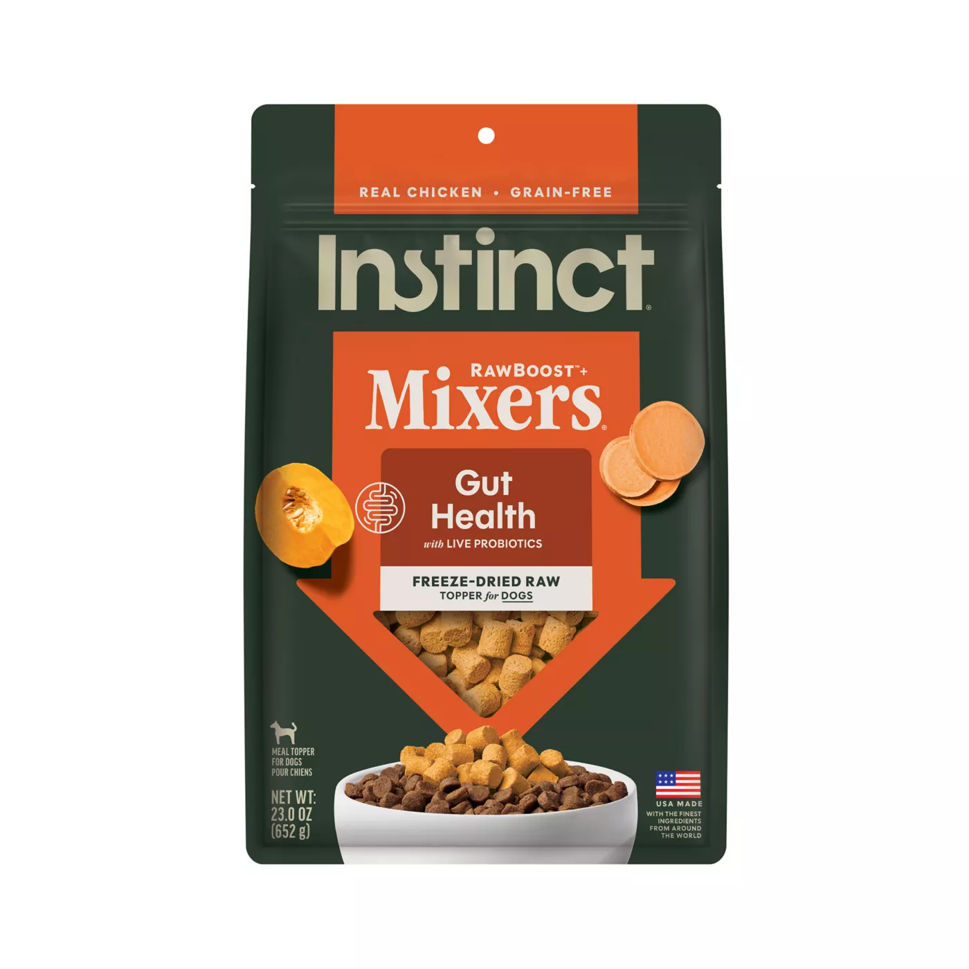 Instinct Raw Boost Mixers Gut Health All Life Stages Dog Food Topper - Grain Free, Freeze-Dried 5363579