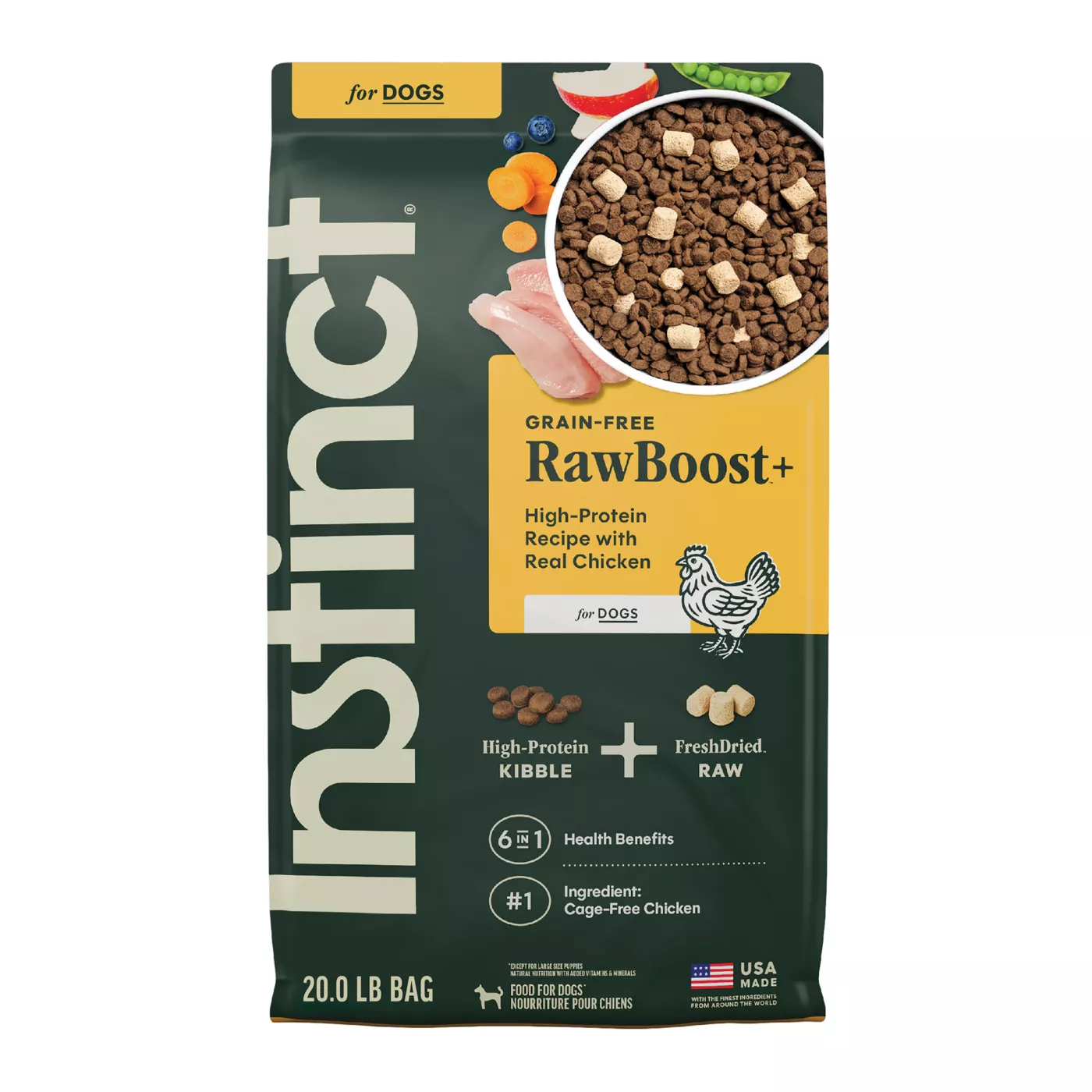 Instinct Raw Boost Kibble + Freeze-Dried Raw All Life Stage Dry Dog Food - Raw, Grain Free, Chicken 5363584