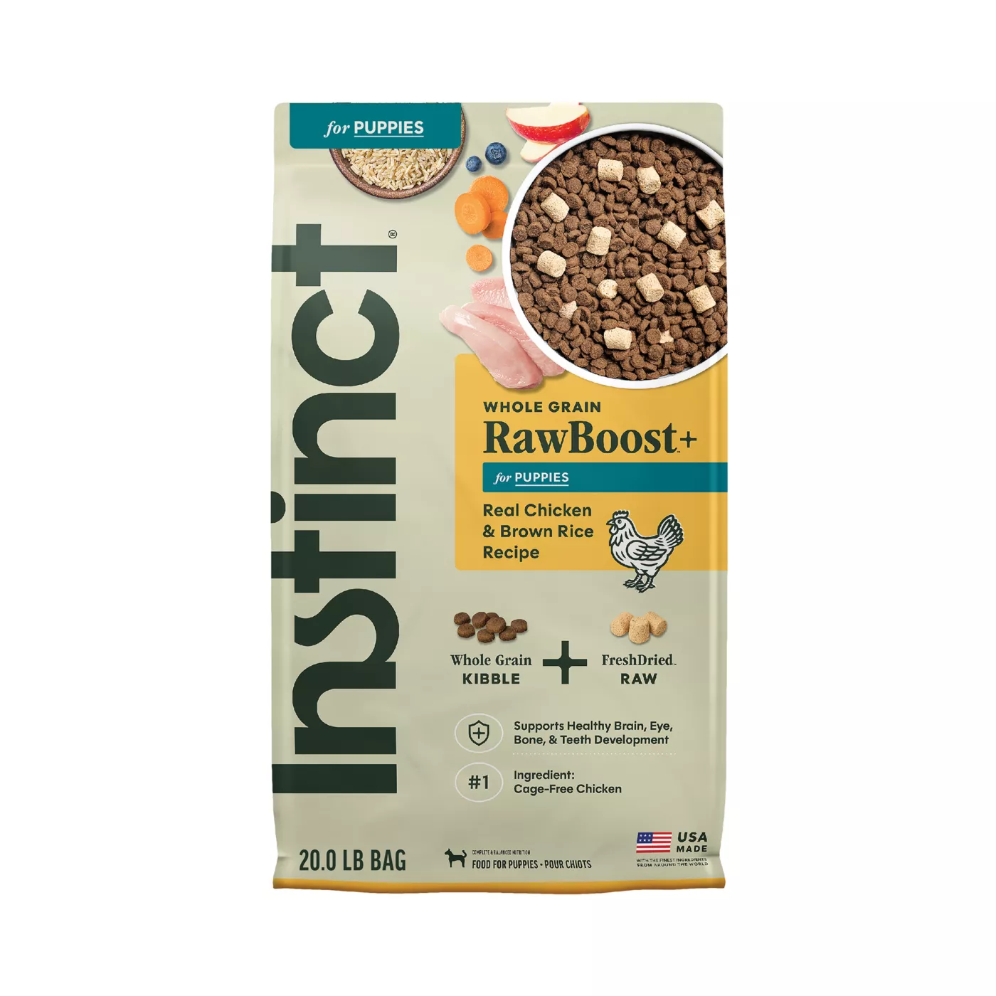 Instinct RawBoost Whole Grain Kibble + Freeze-Dried Raw Puppy Dry Dog Food - Chicken & Brown Rice 5363596