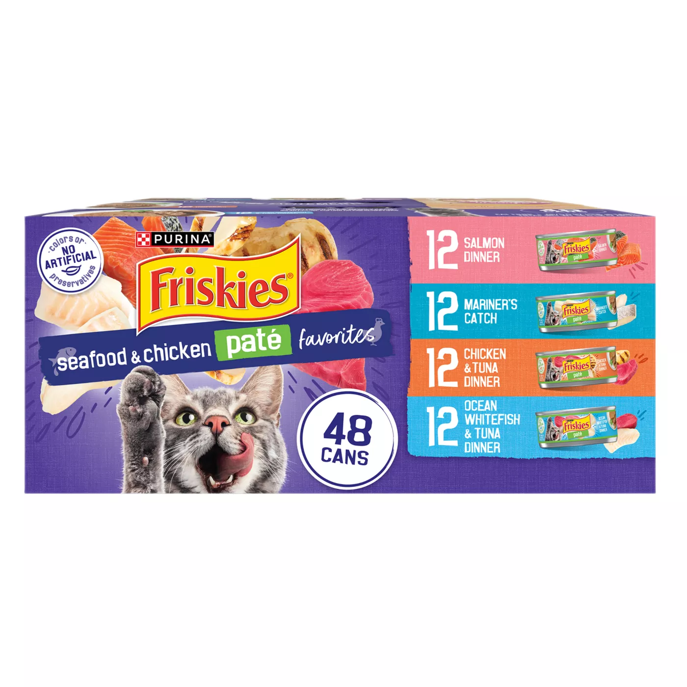 Friskies Seafood & Chicken Pate Adult Cat Wet Food - Variety Pack, 5.5 Oz, 48 Count 5366005