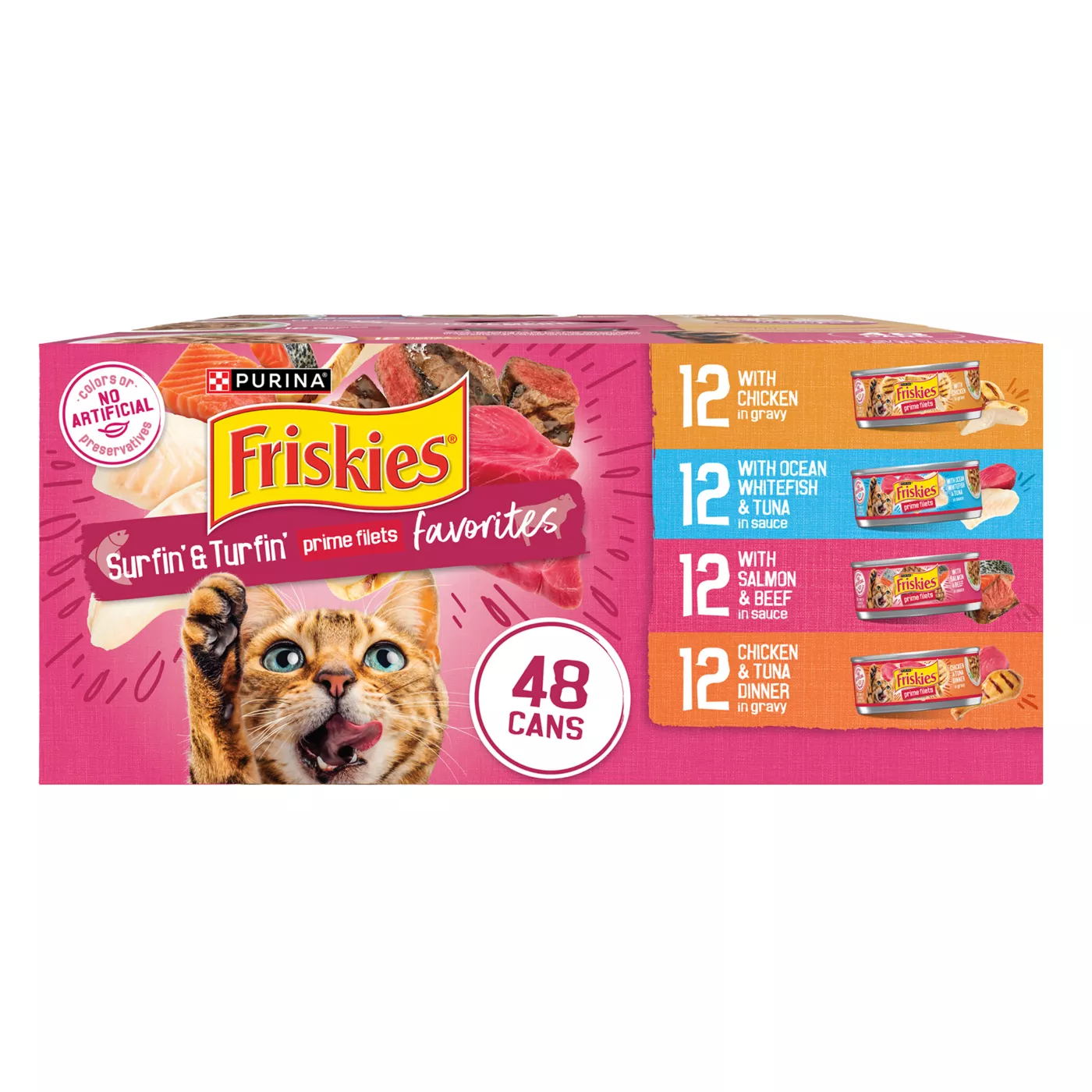 Friskies Surfin' & Turfin' Prime Filets Adult Cat Wet Food - Variety Pack, 5.5 Oz 5366007