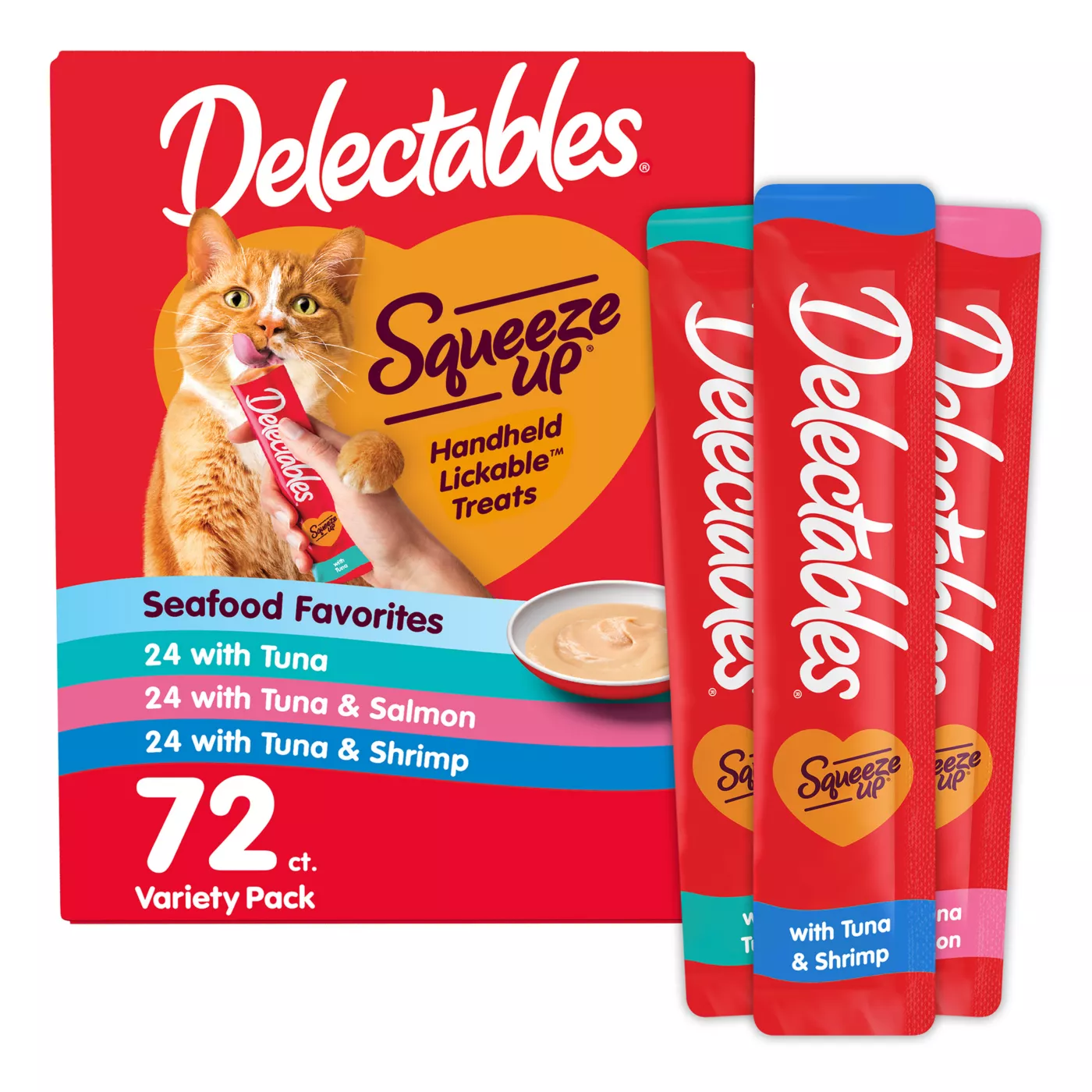 Hartz Delectables Squeeze Up Lickable Cat Treat - Seafood - Variety Pack, 72 CT, 36 OZ 5366085