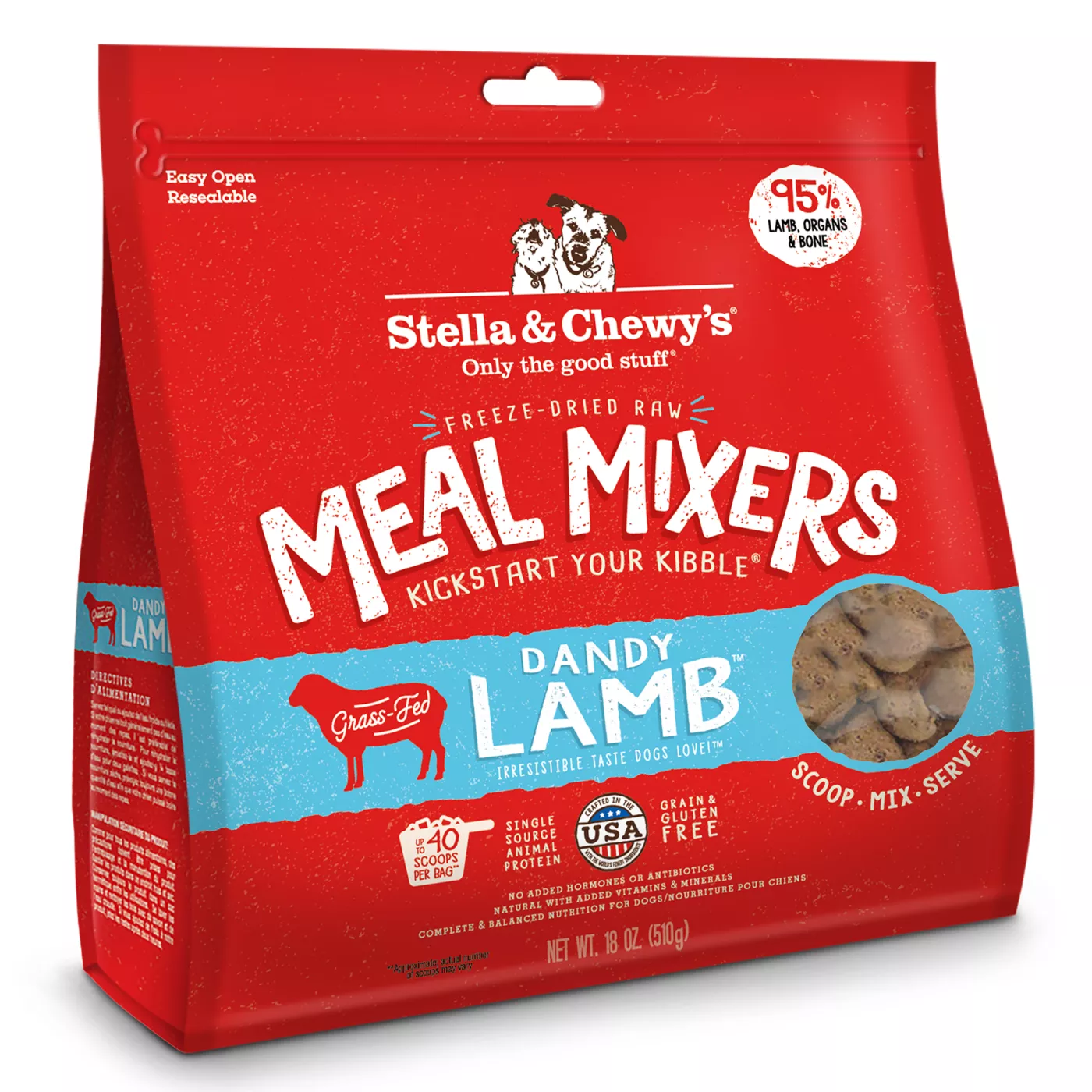 Stella & Chewy's Freeze-Dried Raw Meal Mixers All Life Stages Dog Food Topper - Dandy Lamb 5368793