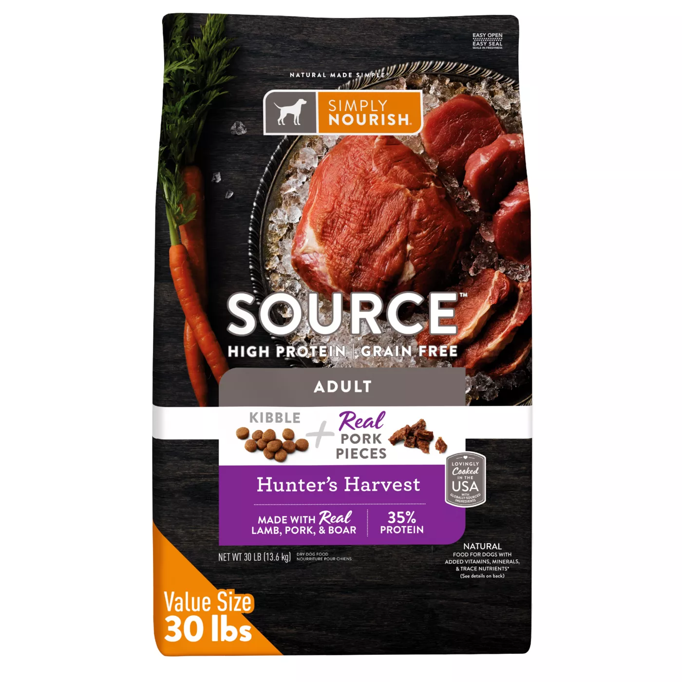 Simply Nourish Source Adult Dry Dog Food - Lamb, Pork & Boar, Grain Free 5372227
