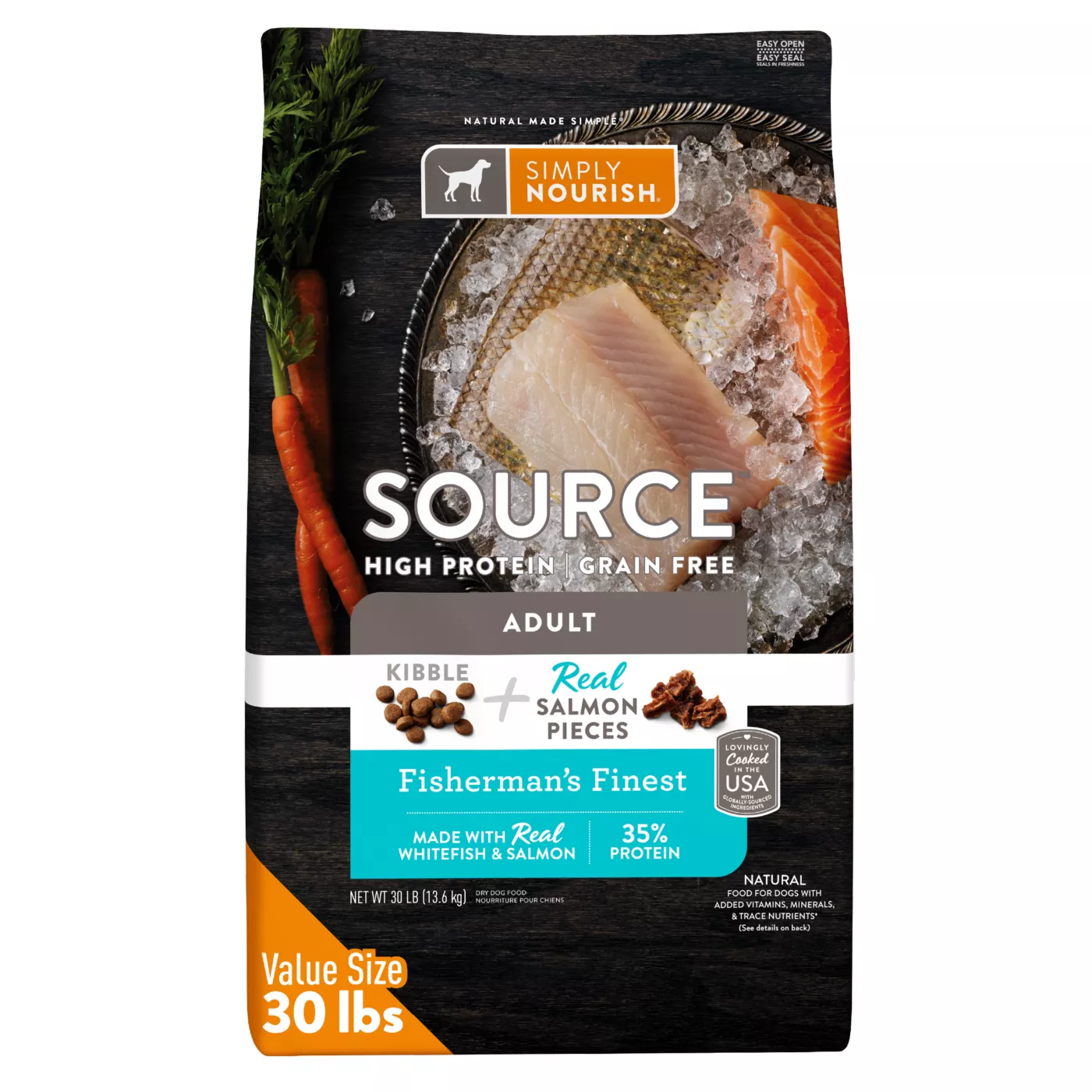Simply Nourish Source Adult Dry Dog Food - Salmon, High-Protein, Grain Free 5372228