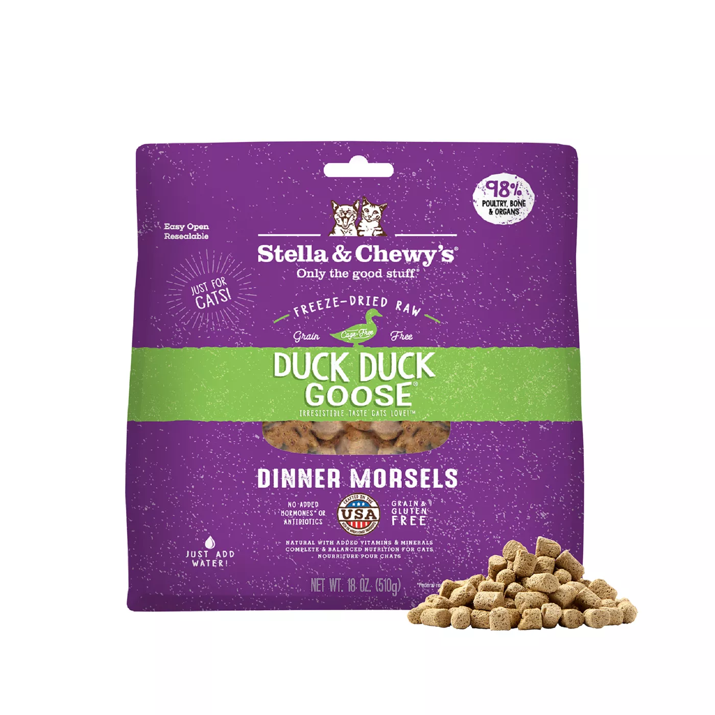 Stella & Chewy's Dinner Morsels Freeze Dried Cat Food - Grain Free, Duck Recipe 5373893