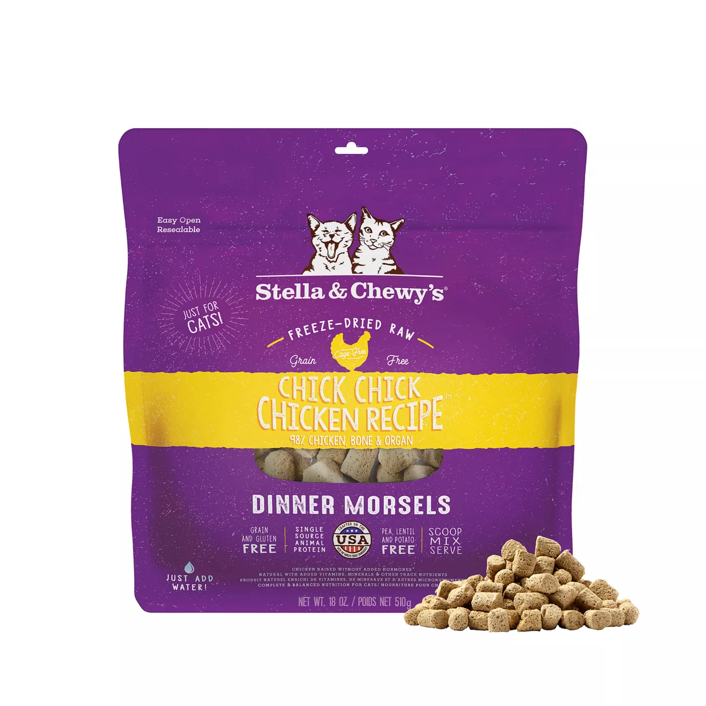 Stella & Chewy's Dinner Morsels Freeze Dried Cat Food - Grain Free, Chicken Recipe 5374027