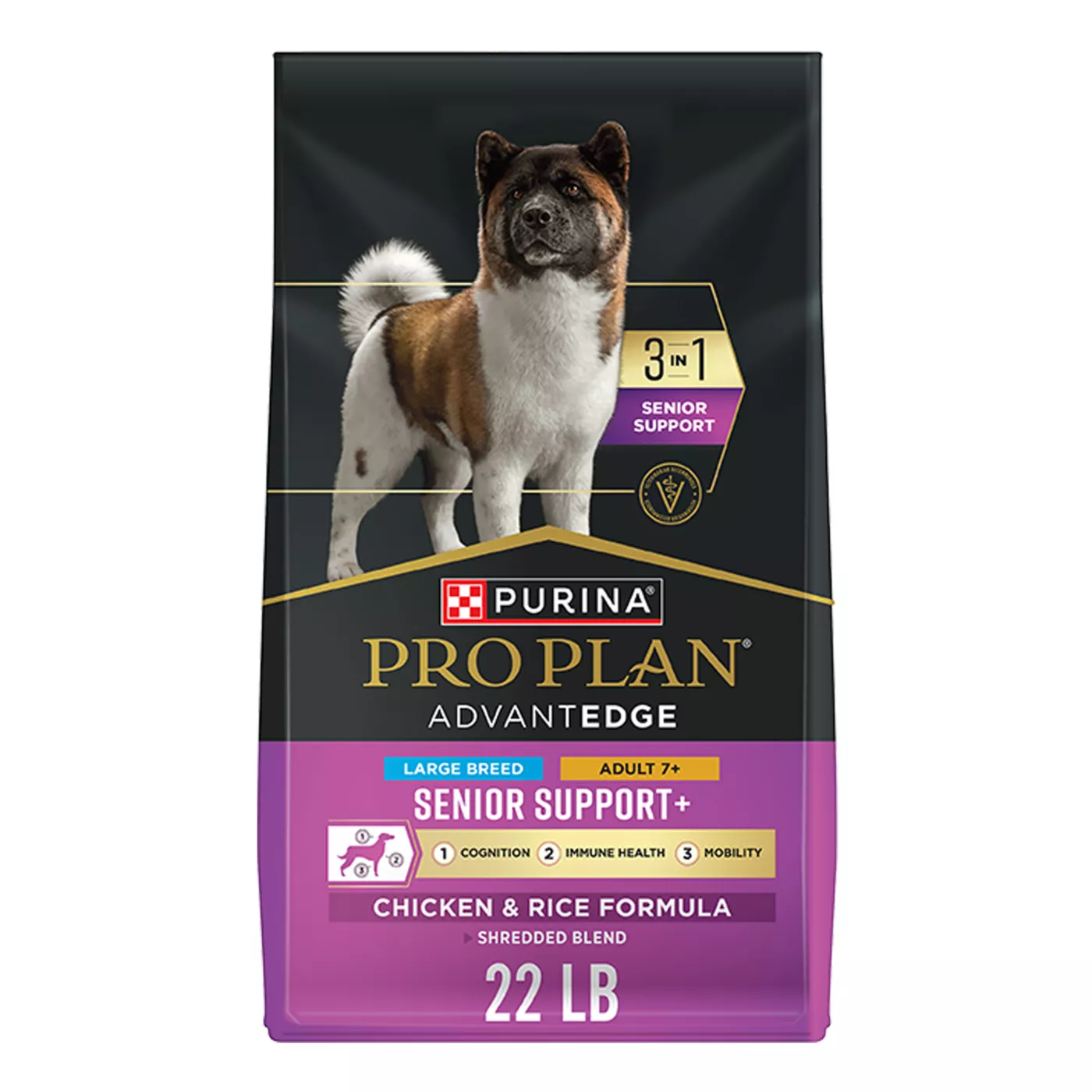 Purina Pro Plan AdvantEDGE Senior Support+ Large Breed Shredded Chicken Formula Dry Dog Food 5376408