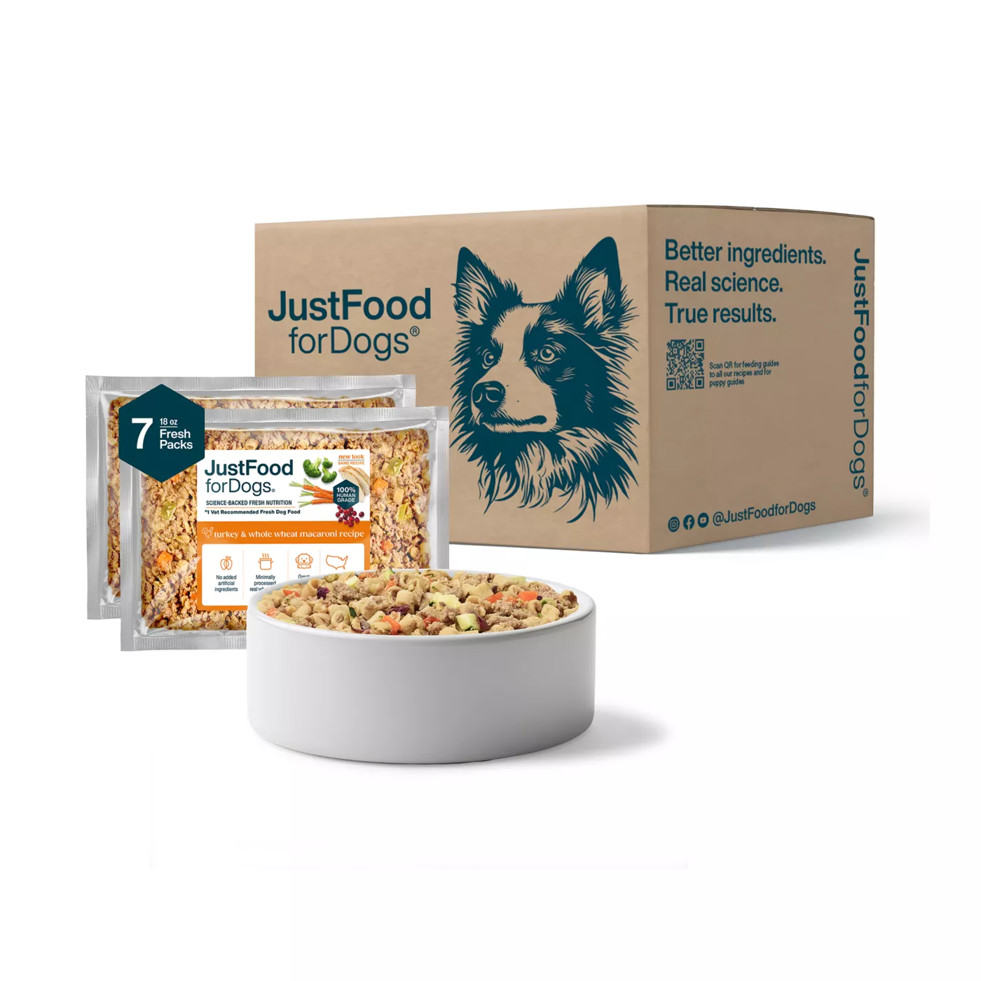 JustFoodForDogs Adult Frozen Dog Food - Turkey & Whole Wheat Macaroni 5376960
