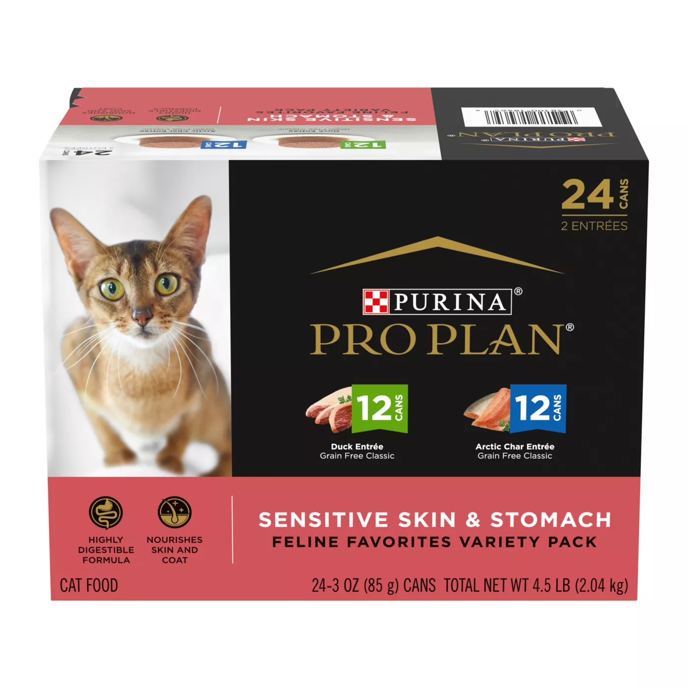 Purina Pro Plan Sensitive Skin & Stomach Adult Wet Cat Food - Grain Free, Variety Pack, 24 CT, 72 OZ 5378283