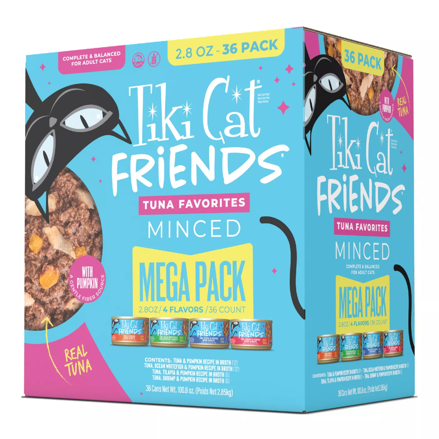 Tiki Cat Friends Adult Wet Cat Food - Grain Free, Fish With Pumpkin, Mega Pack, 36 Ct 5379290