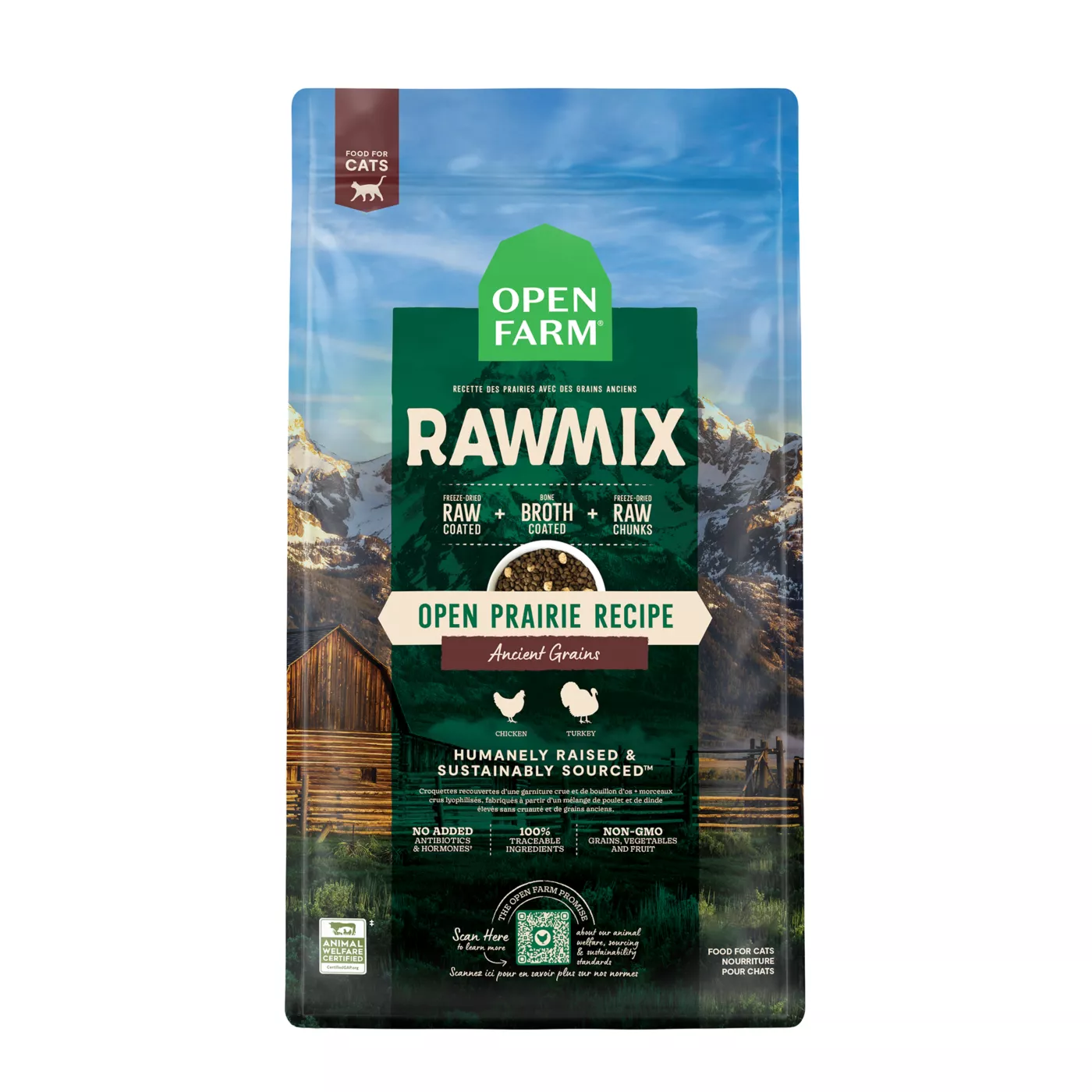 Open Farm RawMix Grain Free, High Protein Adult Dry Cat Food - No Added Antibiotics, Non-GMO, Turkey 5380086