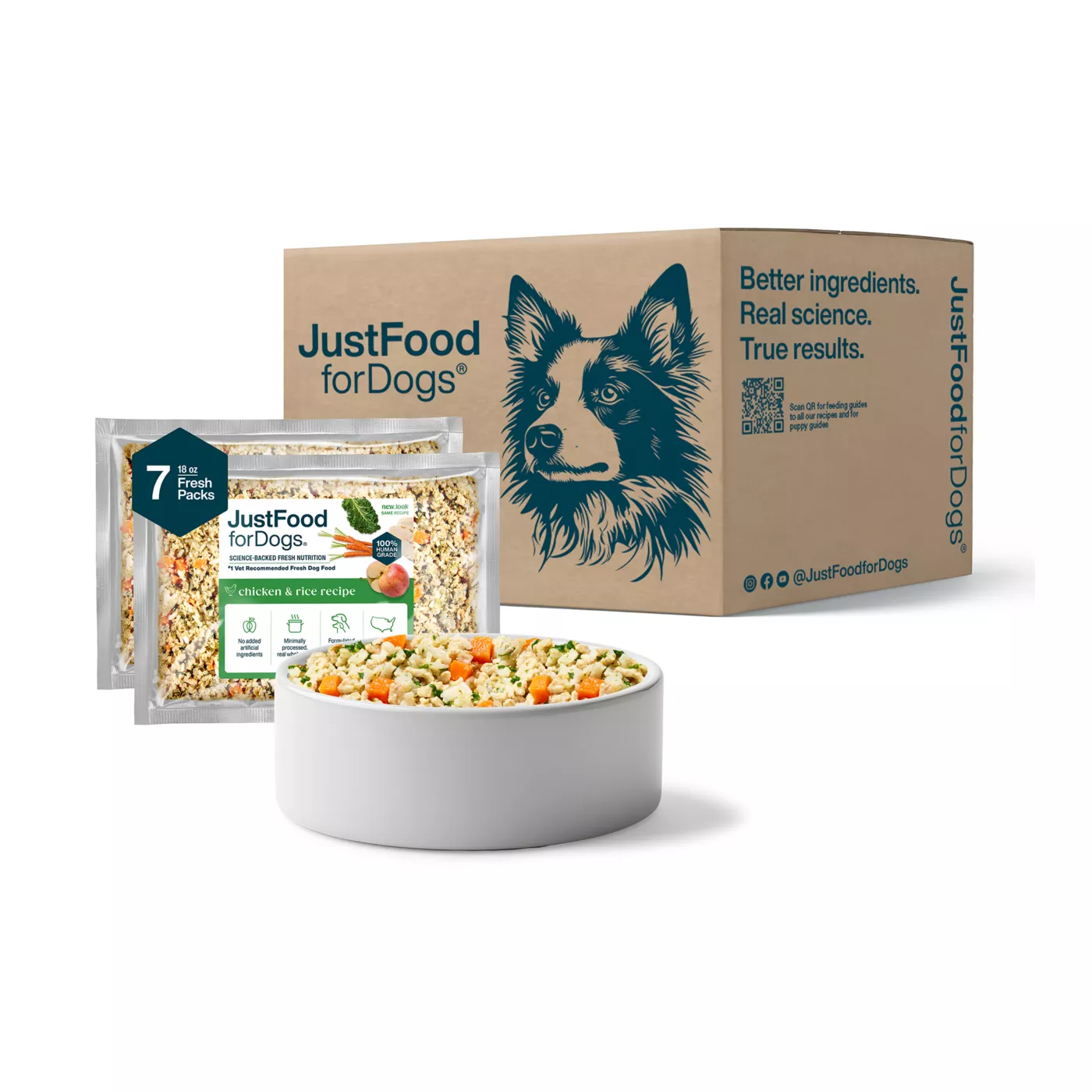 JustFoodForDogs All Life Stages Frozen Dog Food - Chicken & White Rice 5380247