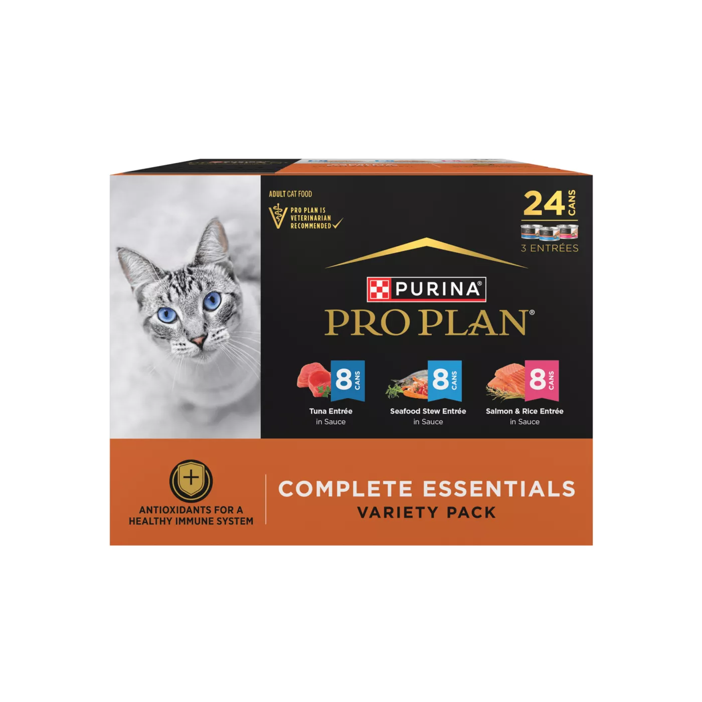 Purina Pro Plan Adult Cat Wet Food - Complete Essentials, Variety Pack, 24 Ct, 72 Oz 5380297