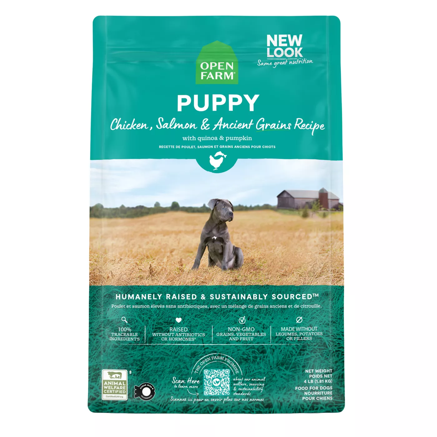 Open Farm With Grain Puppy Dry Dog Food - Humanely Raised & Sustainably Sourced, Chicken & Salmon 5380594