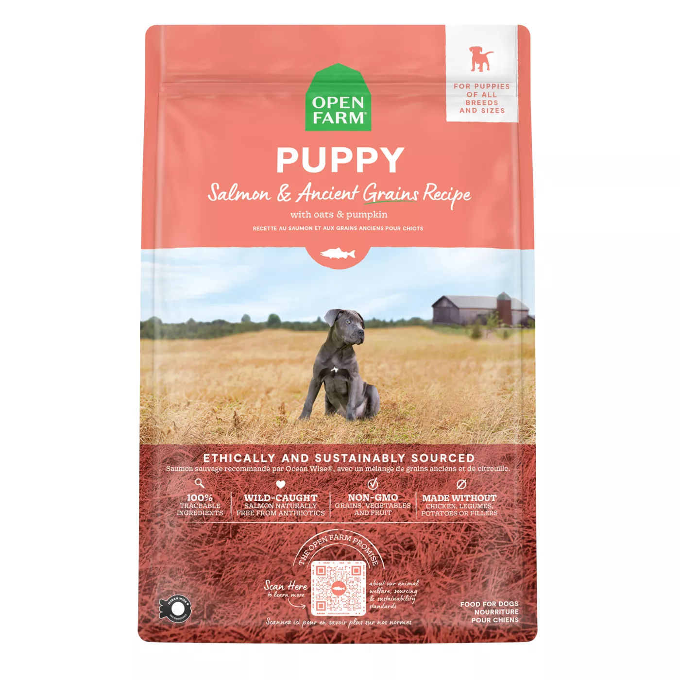 Open Farm With Grain Puppy Dry Dog Food - Humanely Raised & Sustainably Sourced, Salmon 5380596